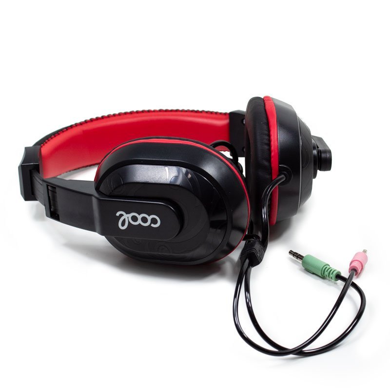 Auriculares Stereo Oficina COOL Dublin con micro (Negro-Rojo) - Imagen 2