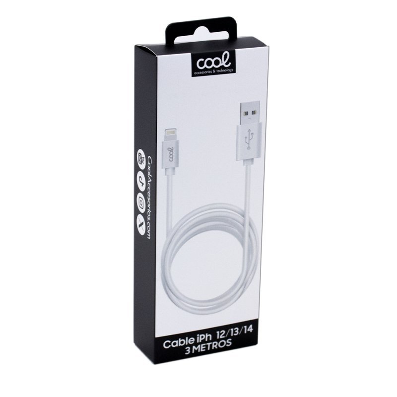 Cable USB Compatible COOL Lightning para iPhone / iPad (3 metros) Blanco - Imagen 2