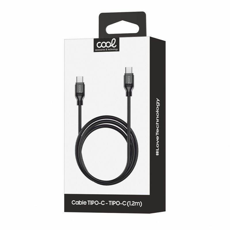 Cable USB Compatible COOL Universal TIPO-C a TIPO-C (1 metro) Negro 3 Amp - Imagen 3