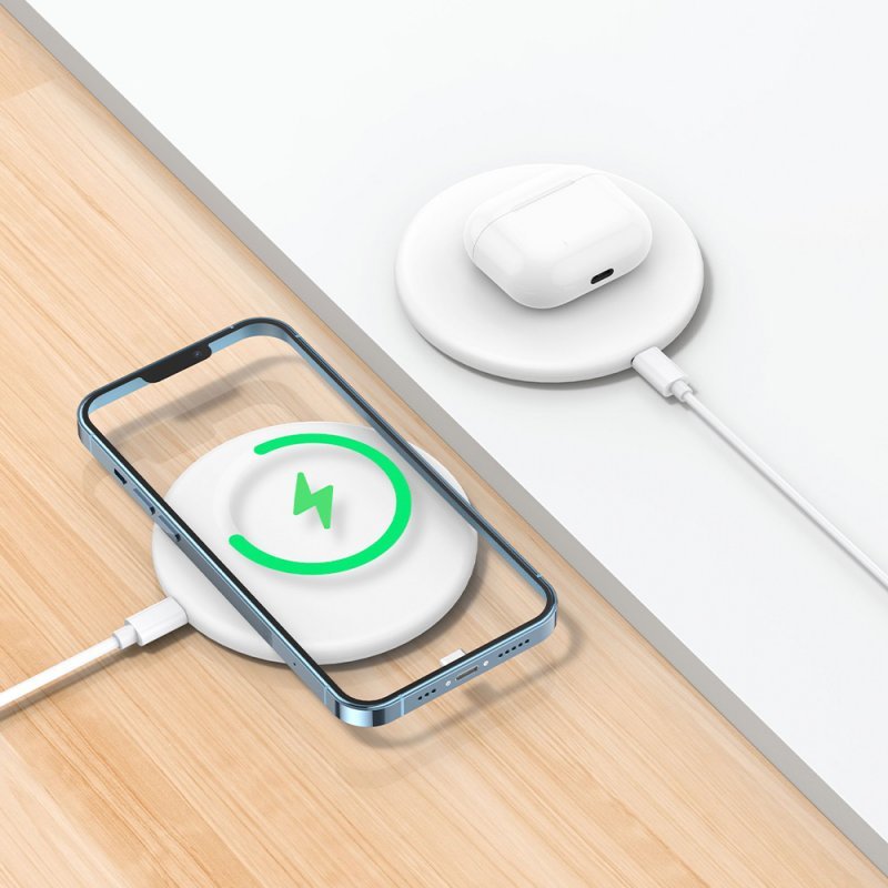 Dock Base Cargador Smartphones Inalámbrico Qi Universal COOL Blanco - Imagen 2