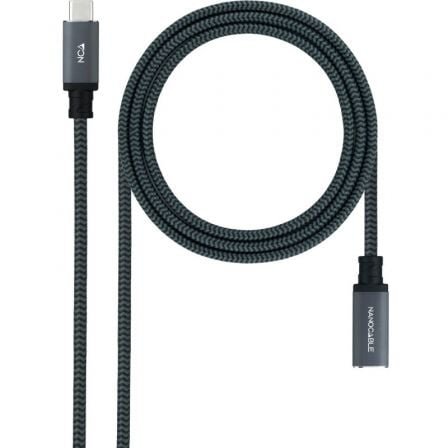 Cable Alargador USB Tipo-C 3.2 Nanocable 10.01.4501-L150-COMB/ USB Tipo-C Macho - USB Tipo-C Hembra/ 1.5m/ Negro