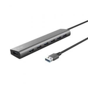 Hub USB 3.2 Gen1 Trust Halyx/ 7xUSB/ 1xUSB-C/ Gris
