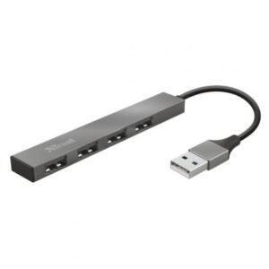 Hub USB 2.0 Trust Halyx/ 4xUSB/ Gris